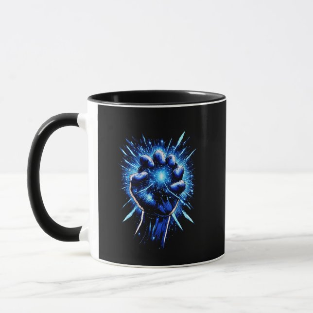 Kosmiskt Tryck | Futuristisk Energigripande Konst Mugg (Vänster)