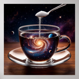 Kosmiskt universum inuti en kaffekopp poster