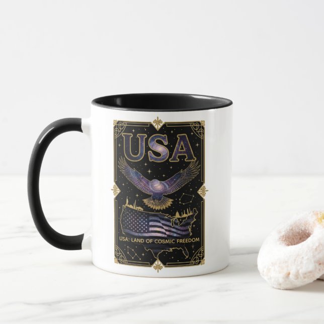 Kosmiskt USA-örn Celestial Kartkonst Mugg (Med munk)