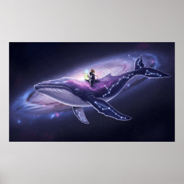 Kosmiskt val- och astronautkonsttryck poster
