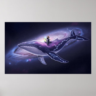 Kosmiskt val- och astronautkonsttryck poster