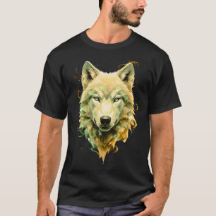 Kosmiskt Varg Geometrisk Mystisk Djurkonst T Shirt