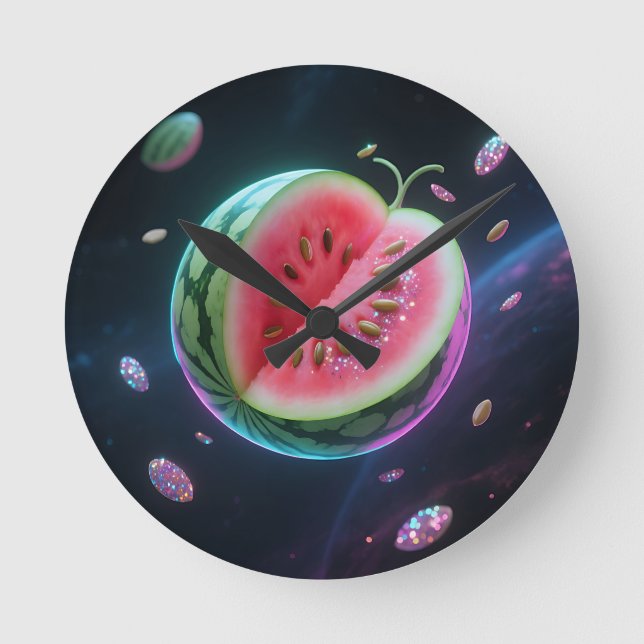 Kosmiskt vattenmelonsegment rund klocka (Framsida)
