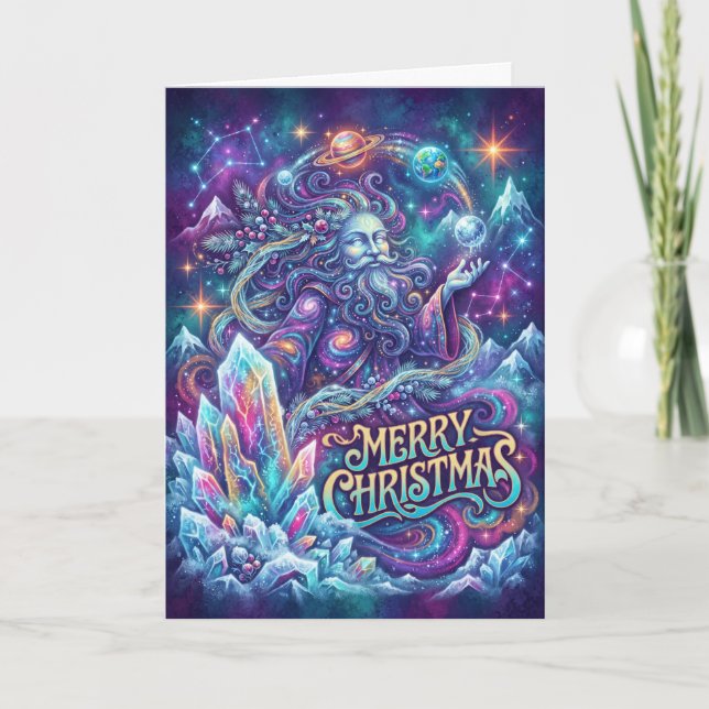 Kosmiskt Vinterguiden God Jul Kort (Framsida)