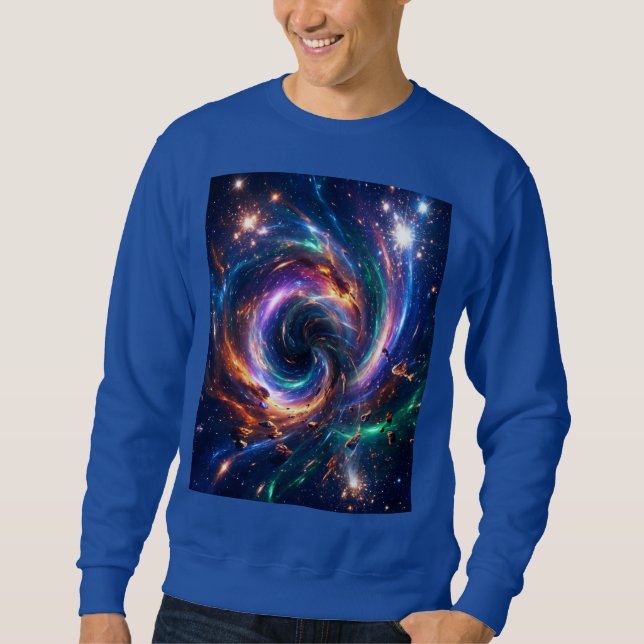 Kosmiskt Vortex Nexus – Abstrakt Rymd-Sweatshirt Lång Ärmad Tröja (Framsida)