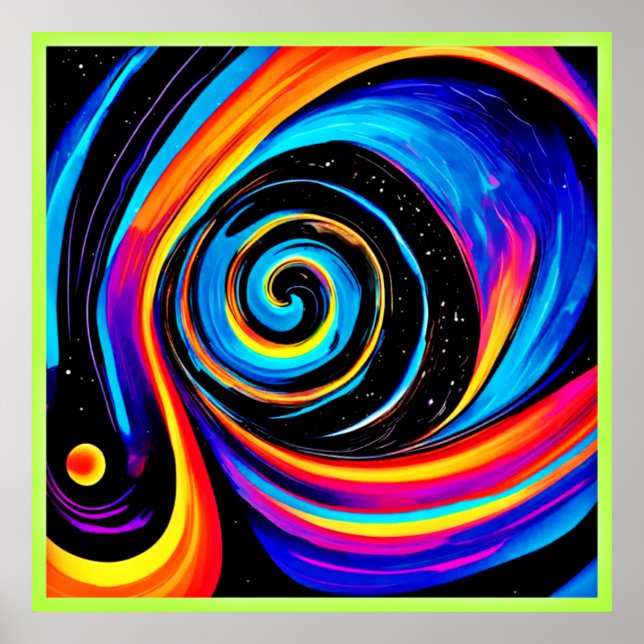 Kosmiskt Vortexvirvel i neonfärger Poster (Framsidan)