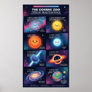 Kosmiskt Zoo Rymdobjekt Astronomi Infografik Poster