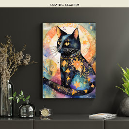 Kosmisvart kattkonst Celestial Cat Magic Spirit Poster