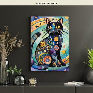 Kosmisvart kattkonst Celestial Cat Magic Spirit Poster