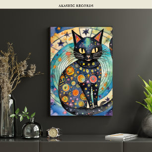 Kosmisvart kattkonst Celestial Cat Magic Spirit Poster