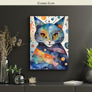 Kosmisvart kattkonst Celestial Cat Magic Spirit Poster