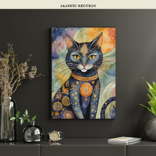 Kosmisvart kattkonst Celestial Cat Magic Spirit Poster
