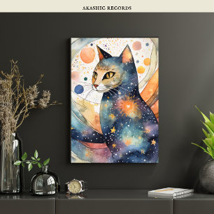 Kosmisvart kattkonst Celestial Cat Magic Spirit Poster