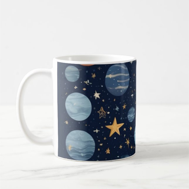 Kosmitematerad design med celestial inslag kaffemugg (Vänster)