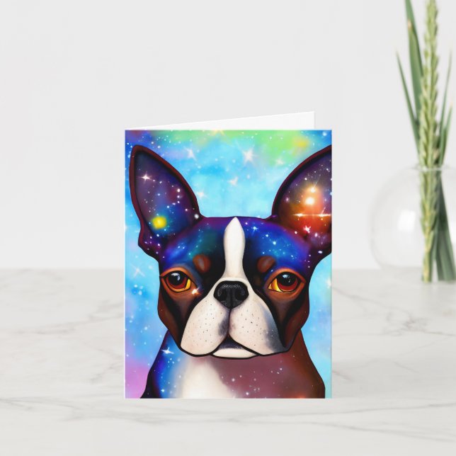 Kosmonaut Boston Terrier, Födelsedagskort Kort (Framsida)