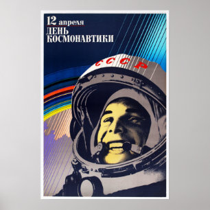 Kosmonaut Day YURI GAGARIN Sovjetrymdprogrammet Poster