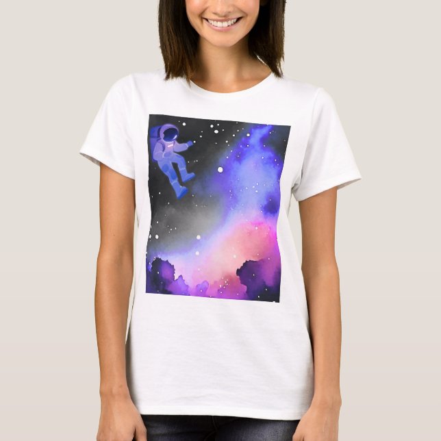 Kosmonaut Rymd Dam T-Shirt (Framsida)