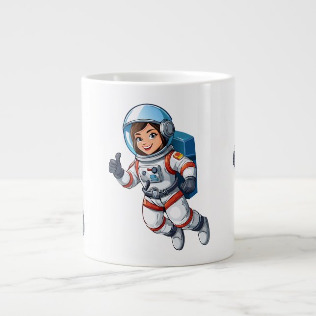 Kosmonaut svävande i rymden jumbo mugg (Framsidan)