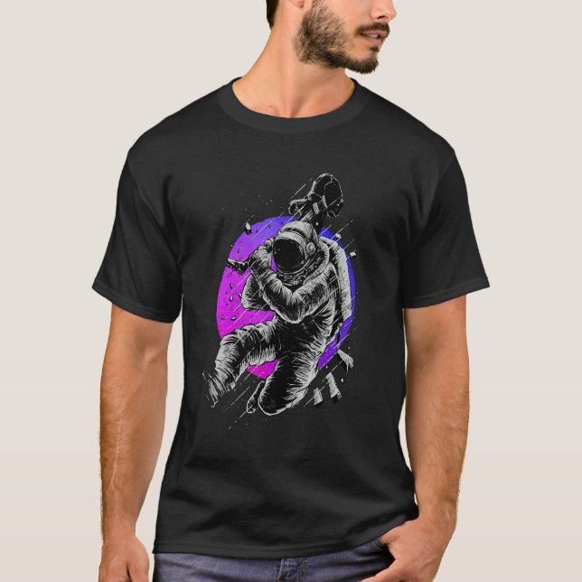 Kosmonauter Rymlig Estetisk Vaporwave Rymdgitarr T Shirt (Framsida)