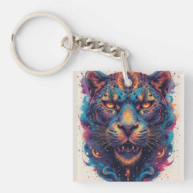 Kosmonisk Leopard Porträtt Med Mystisk Effekt (Framsidan)