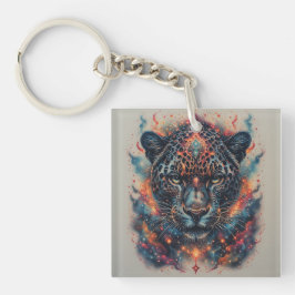Kosmonisk Leopard Porträtt Med Mystisk Effekt