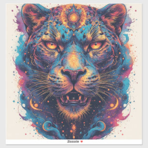 Kosmonisk Leopard Porträtt Med Mystisk Effekt Klistermärken
