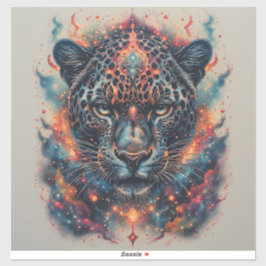 Kosmonisk Leopard Porträtt Med Mystisk Effekt Klistermärken