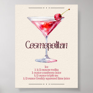 Kosmopolitan Art Skriv ut   Pub Decor Cocktail Pos Poster