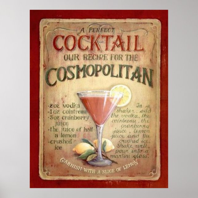 kosmopolitansk cocktailrecept poster (Framsidan)