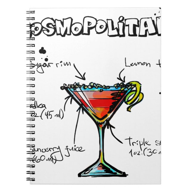 Kosmopolitiskt coctailrecept anteckningsbok (Framsidan)