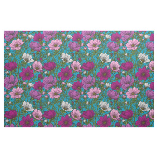 Kosmos blandning i blått tyg (Fat Quarter)