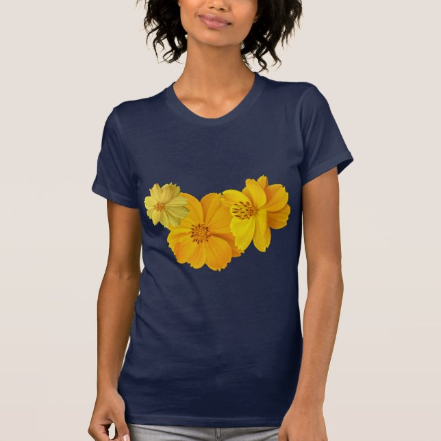 Kosmos (Cosmos sulhureus) Blommor T Shirt (Framsida)