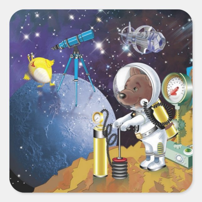 kosmos fyrkantigt klistermärke (Framsida)