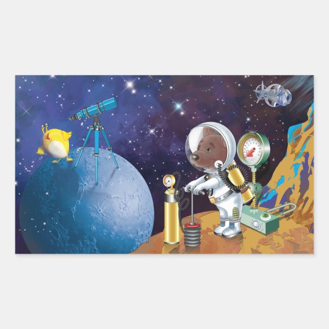 kosmos rektangulärt klistermärke (Framsida)