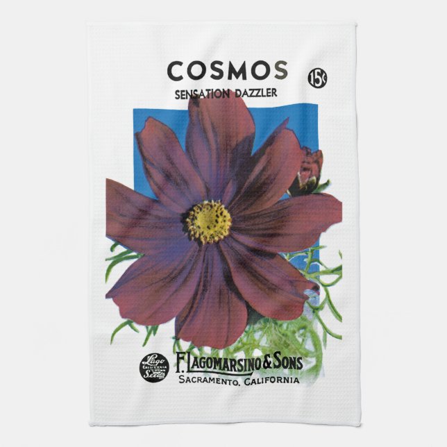 Kosmos Seed Packet Label Kökshandduk (Vertikal)
