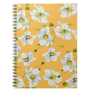 Kosmos, vattenfärg, sömlöst, blommönster. anteckningsbok