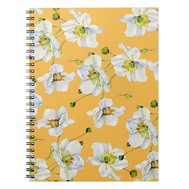 Kosmos, vattenfärg, sömlöst, blommönster. anteckningsbok (Framsidan)