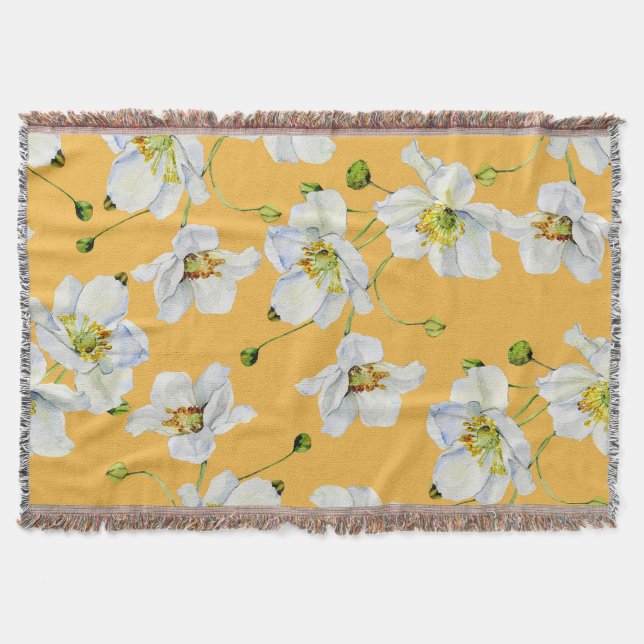 Kosmos, vattenfärg, sömlöst, blommönster. filt (Framsidan)