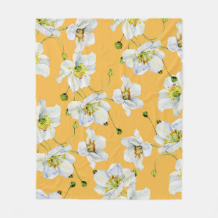 Kosmos, vattenfärg, sömlöst, blommönster. fleecefilt