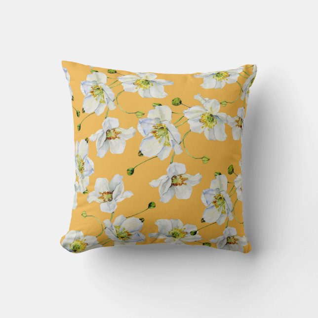 Kosmos, vattenfärg, sömlöst, blommönster. kudde (Framsida)