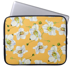 Kosmos, vattenfärg, sömlöst, blommönster. laptop fodral