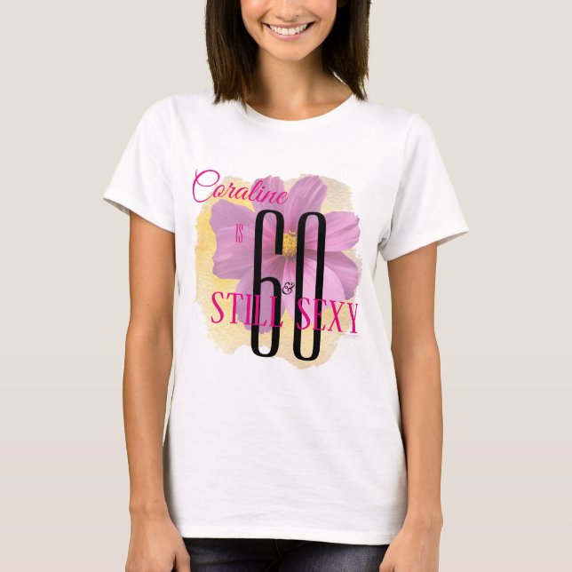 Kosmosblommagult målar stänk 60 & stilla sexigt t shirt (Framsida)