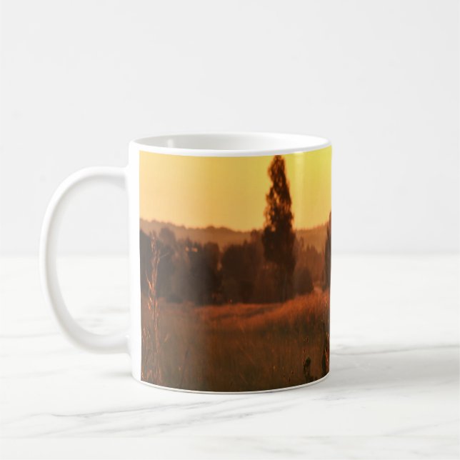Kosmosblommor i solnedgång  kaffemugg (Vänster)
