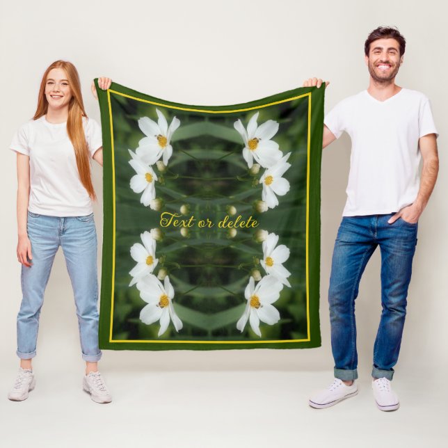 Kosmosblommor och biets Abstrakt Personlig Fleecefilt (På plats)