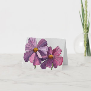 Kosmosblommor Original Art Note Card Tack Kort