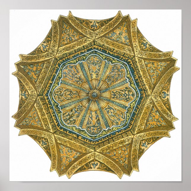 Kosmoskén i Cordoba Spanien. Mihrab cupola Poster (Framsidan)