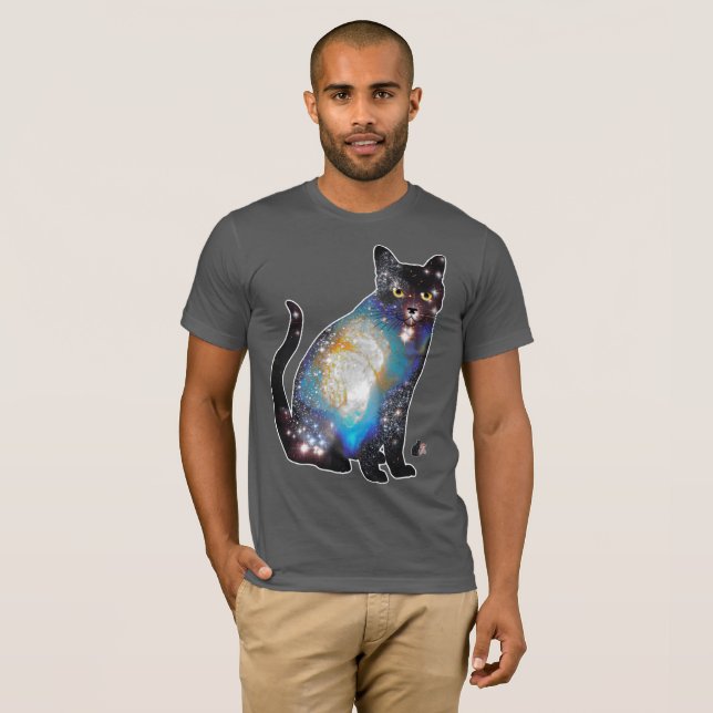 Kosmosrymd i katt-t-shirt t shirt (Hel framsida)
