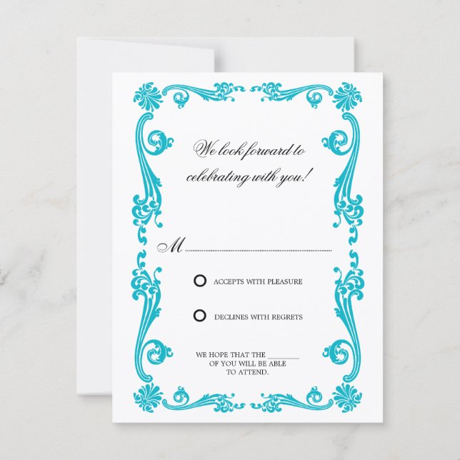 Kosmpolitisk Flourish och Virvlar RSVP Inbjudningar (Baksida)