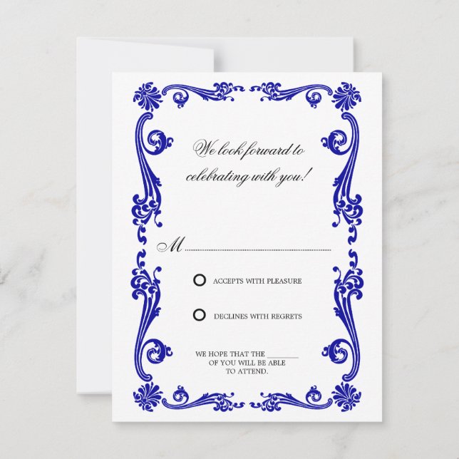 Kosmpolitisk Flourish och Virvlar RSVP Inbjudningar (Baksida)