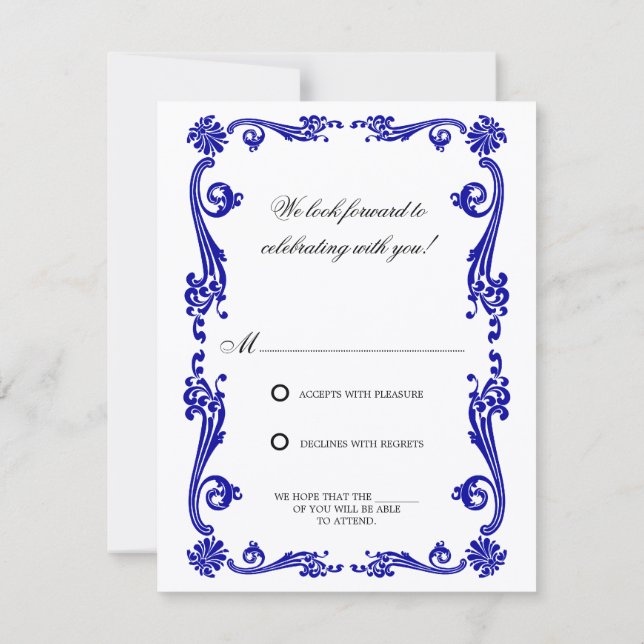 Kosmpolitisk Flourish och Virvlar RSVP Inbjudningar (Baksida)